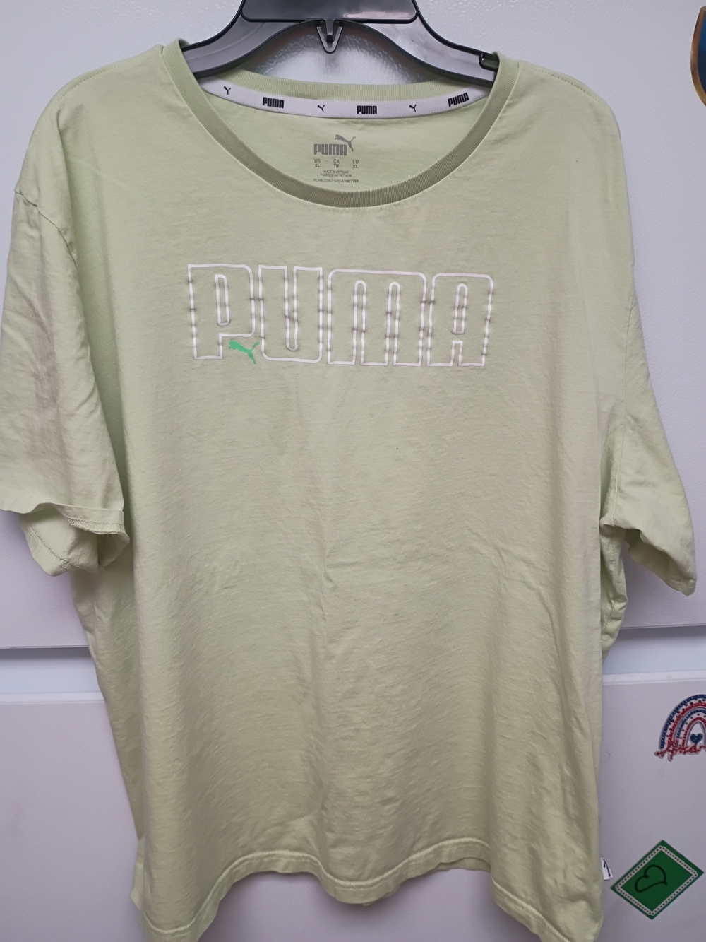 Puma Light Green Crew Neck Short Sleeve Tee with White Logo